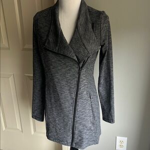 Athleta Gray Asymmetrical Trench Coat with Draped Collar